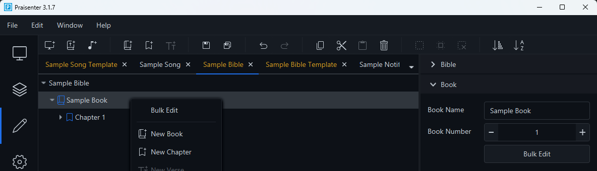 Bible book bulk edit