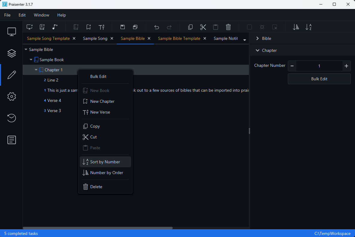 Bible sort by number