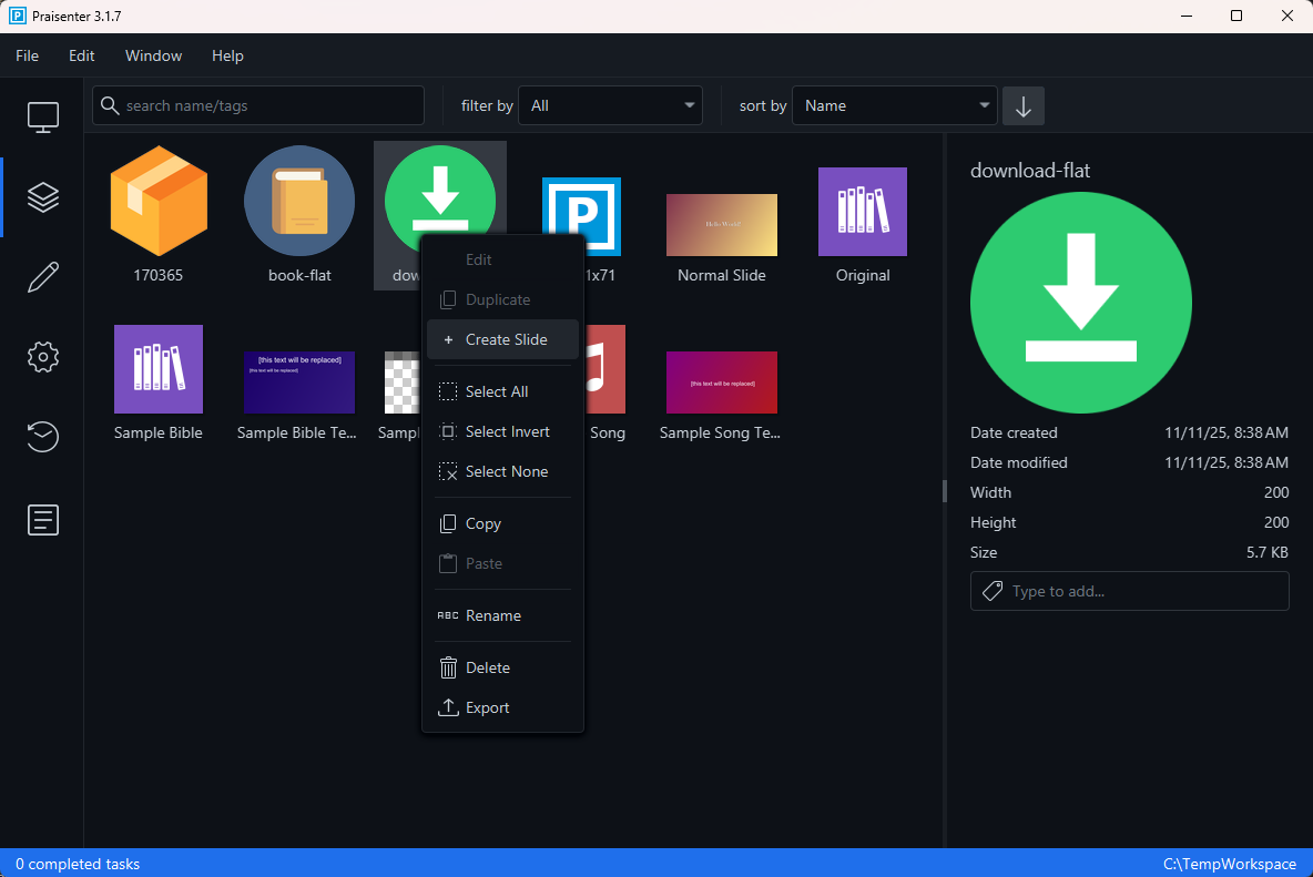 Library create slide