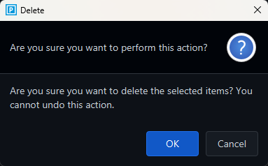 Library delete confirmation