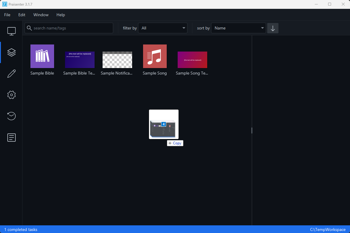 Library drag n drop import