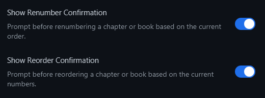 Miscellaneous bible settings