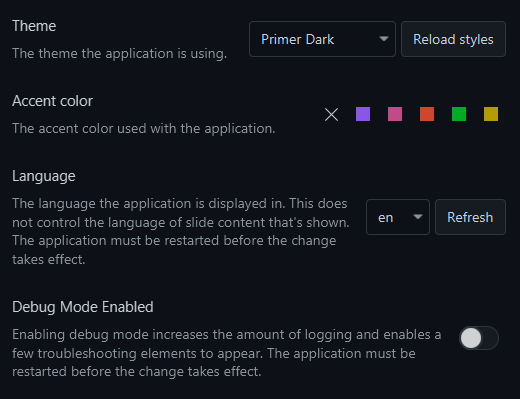 Miscellaneous general settings