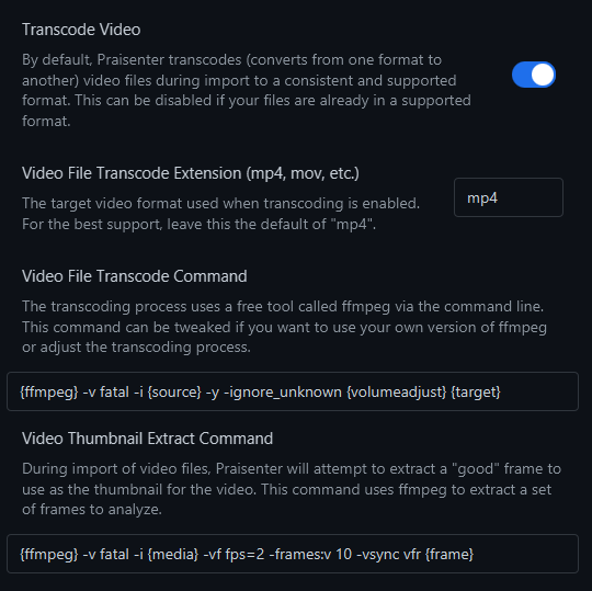 Miscellaneous video settings