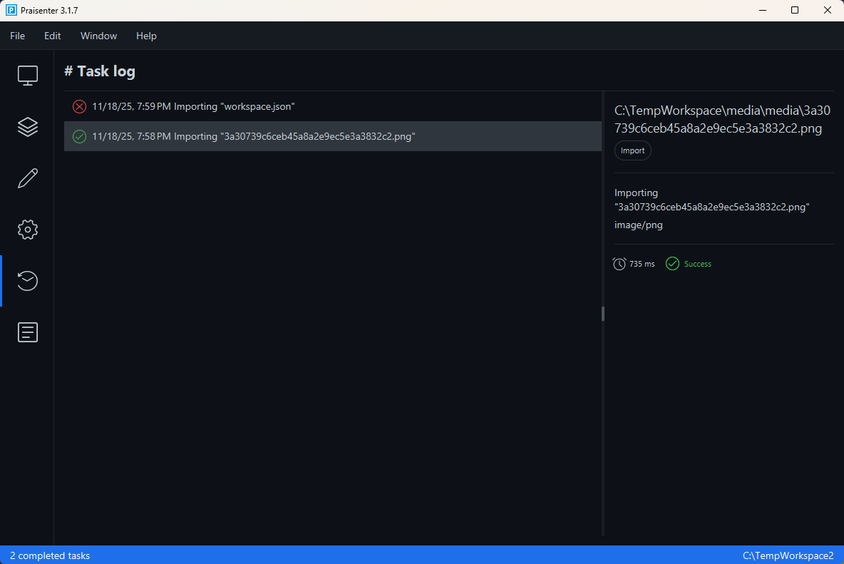 Miscellaneous task log