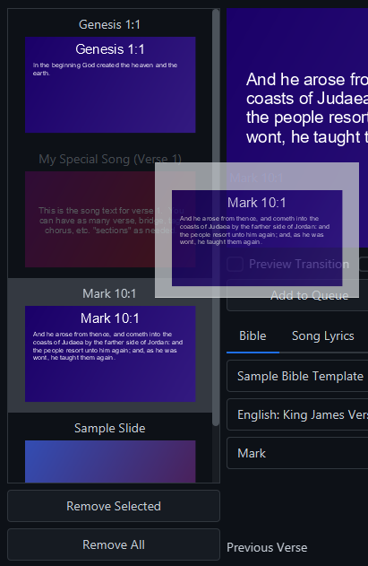 presenting queue reorder