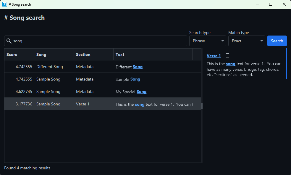 presenting song searching