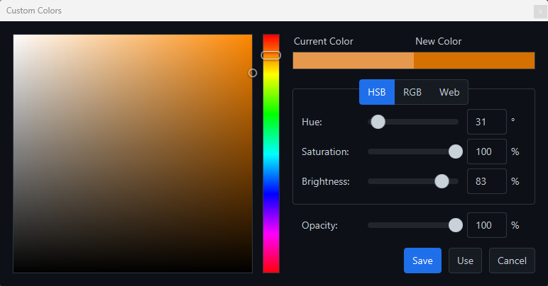 Slides custom color selector